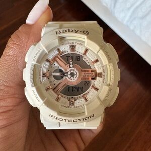 Casio Baby-G BA-110 - Gold rose & White  model # 5338